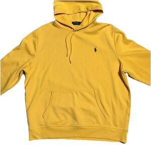 Polo Ralph Lauren Men XL Pullover Hoodie Sweatshirt Pony Oversized Gold Yellow